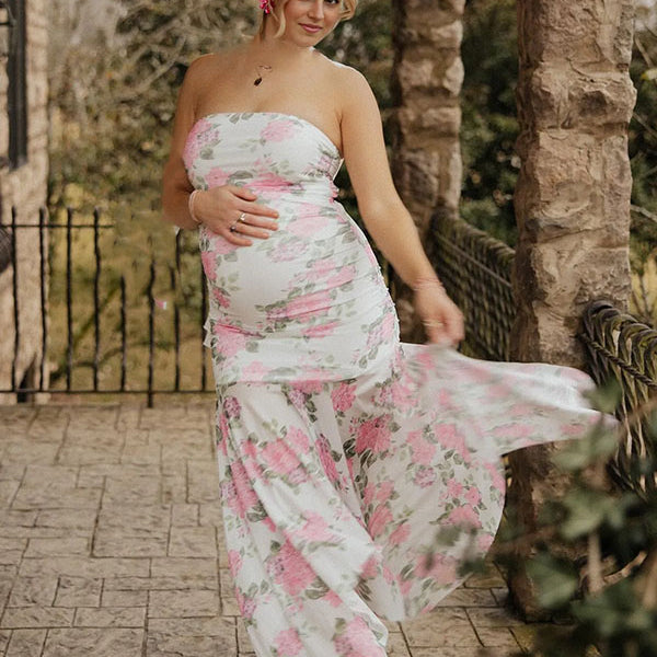 Casualwear- Bandeau Floral Irregular Maternity Dress
