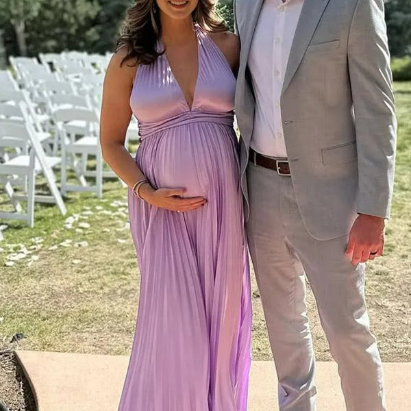 Chic- Multi-way Lace-Up Back Maternity Gown