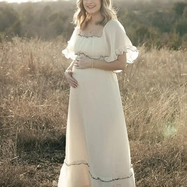 Chic- A-line Bell Sleeves Maternity Maxi Dress
