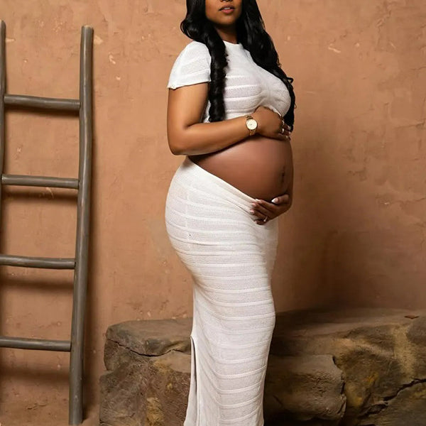 Crop-Bodycon Photoshoot Maternity Maxi Dress