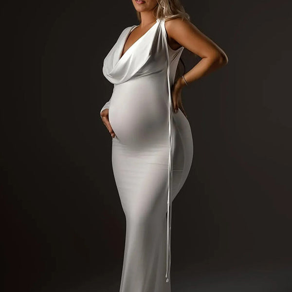 Chic- One Shoulder Bodycon Evening Maternity Maxi Dress