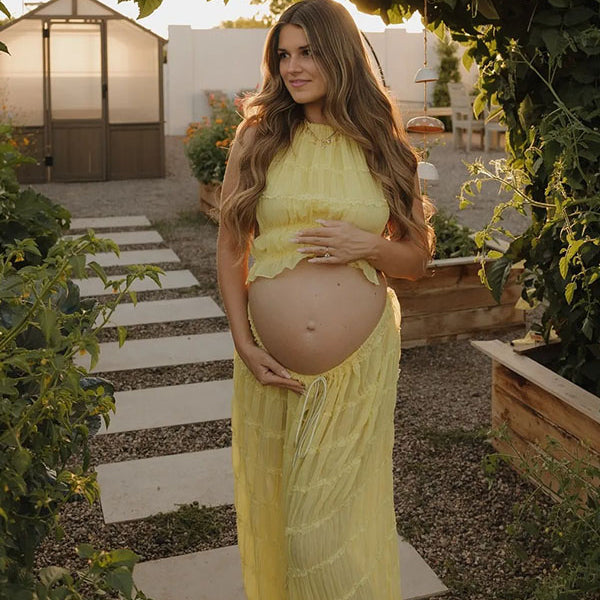 Crop-Two Pieces Sets Backless Maternity Dress