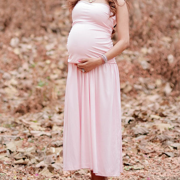 Casualwear-Tube Ruffle Maternity Maxi Dress