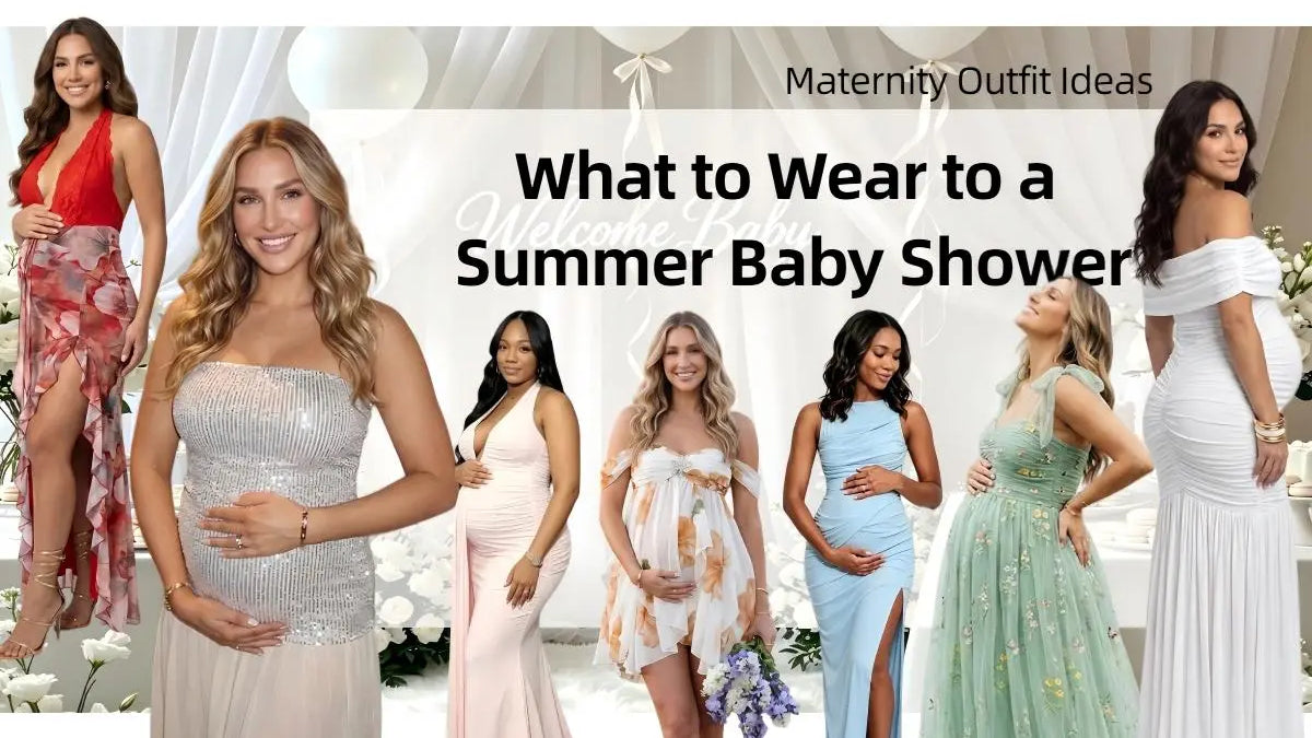 Simple and comfortable summer baby shower outfit ideas for moms-to-be. Light, breathable maternity dresses that look great in warm weather and photos.