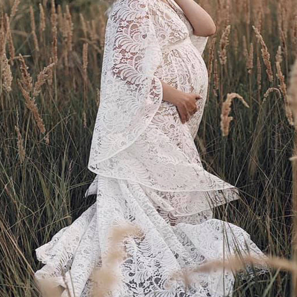 Lace- Boho Backless Photoshoot Maternity Shoot Maxi Dress