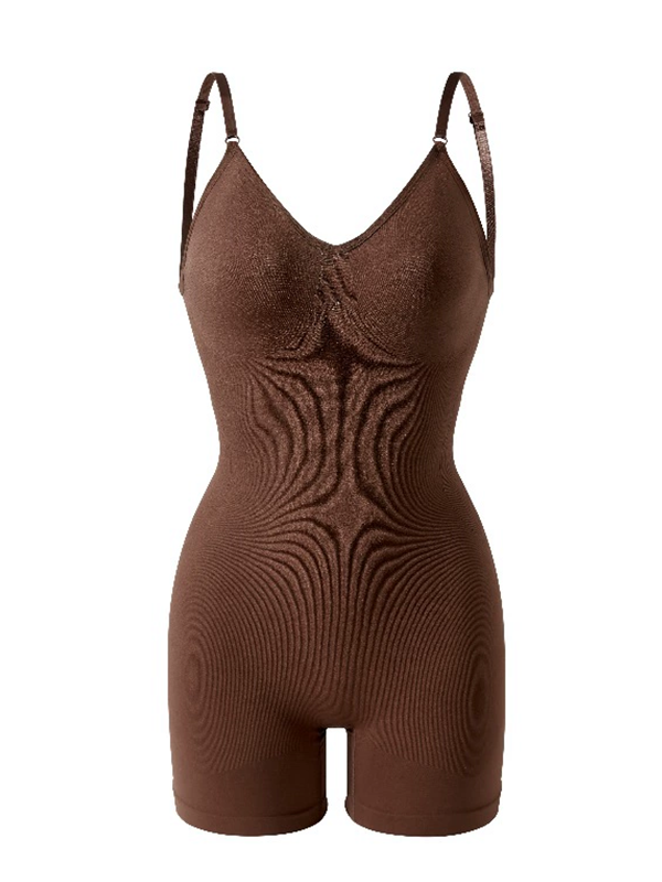 Bumplook Solid Color One-piece Body Shaper V-Neck Sport Backless Bodysuit