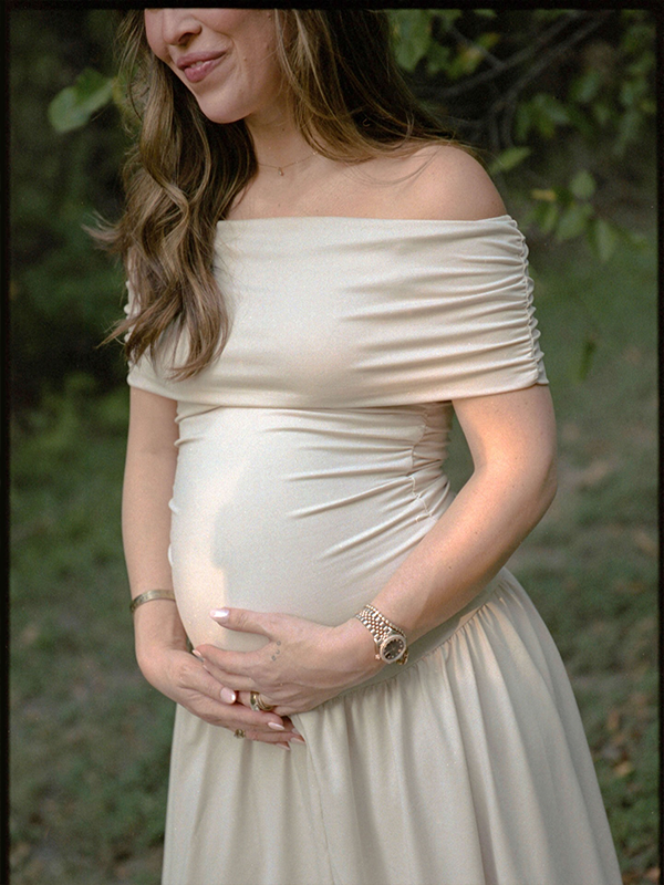 Casualwear-Off Shoulder Ruched Maternity Maxi Dress