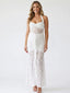 White Lace Halter Ruffle Mermaid Maternity Maxi Gown