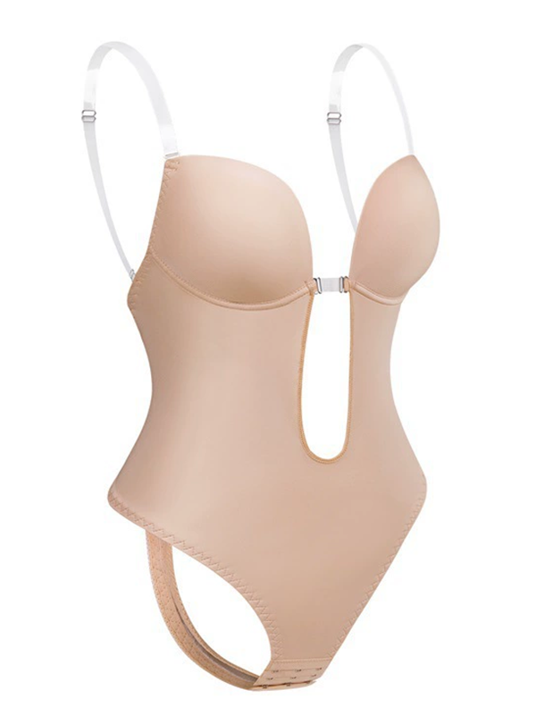 Bumplook Solid Color Backless Cut Out Evening Elegant Bodysuit