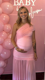 Chic-One Shoulder Mesh Ruched Bodycon Maternity Maxi Dress