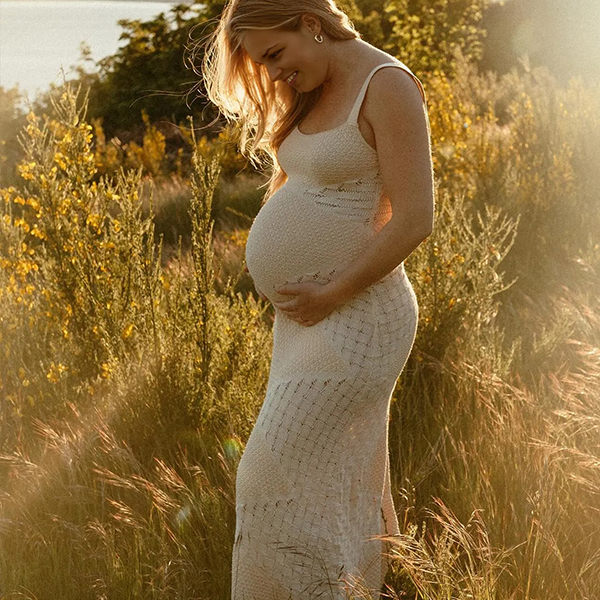 Chic-Apricot Backless Knitting Bodycon Strapless Photoshoot Maxi Dress