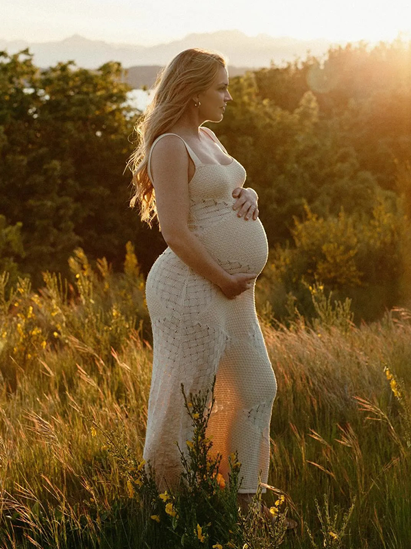 Chic-Apricot Backless Knitting Bodycon Strapless Photoshoot Maxi Dress