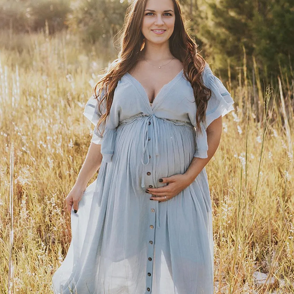 Chic- Boho Ruffle Sleeve Backless V-Neck Photoshoot Maxi Dess