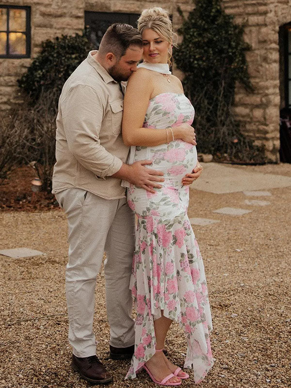 Casualwear- Bandeau Floral Irregular Maternity Dress