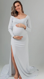Chic- Off Shoulder V-Neck Mermaid Photoshoot Gown Maternity Maxi Dress