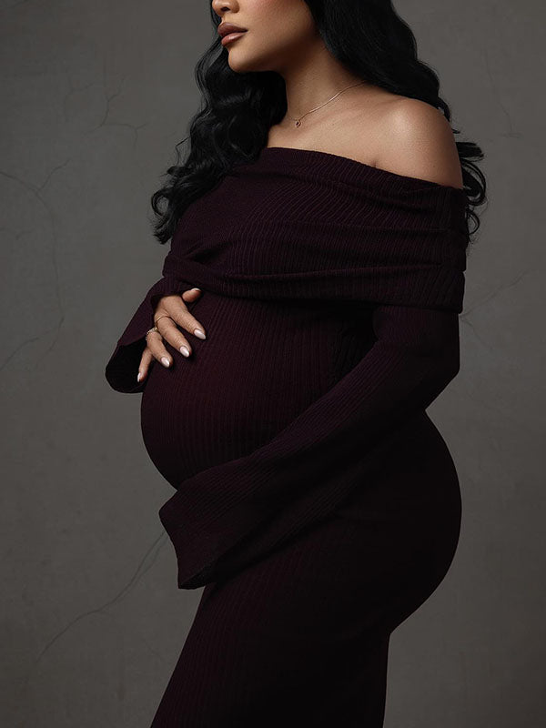 Casualwear-Off Shoulder Bodycon Party Maternity Maxi Dress