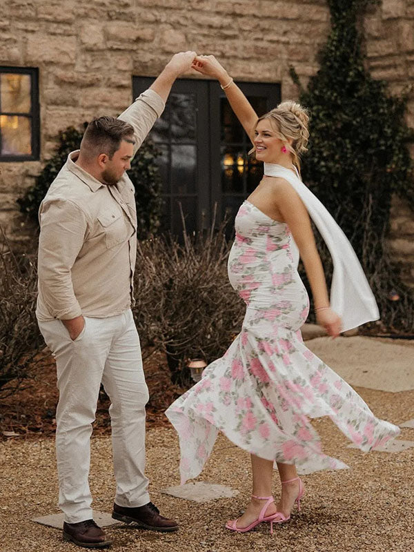 Casualwear- Bandeau Floral Irregular Maternity Dress