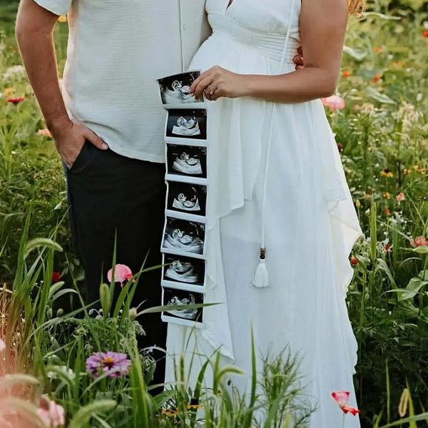 Chic-V-neck Backless Strapless Double-Layer Ruffled Maternity Maxi Dress