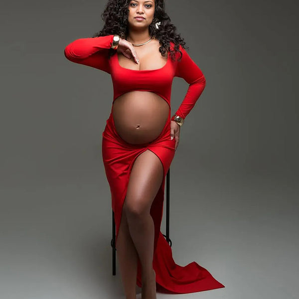 Crop-Bobycon High Split Maternity Photography Dress