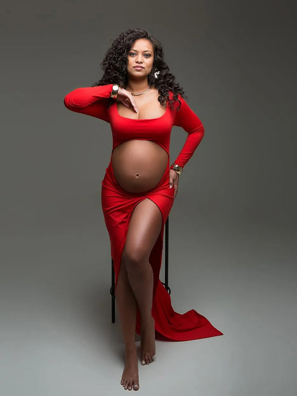 Crop-Bobycon High Split Maternity Photography Dress
