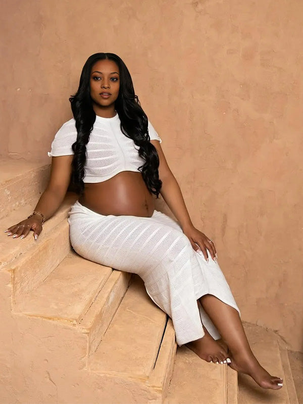 Crop-Bodycon Photoshoot Maternity Maxi Dress