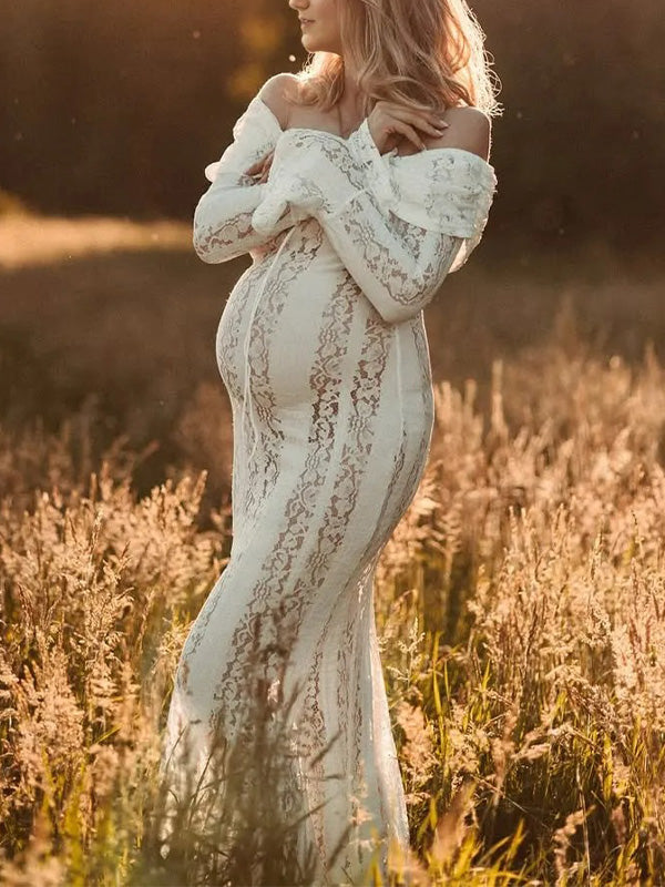 Bumplook Lace Maternity Maxi Dress for Baby Shower and Photoshoots