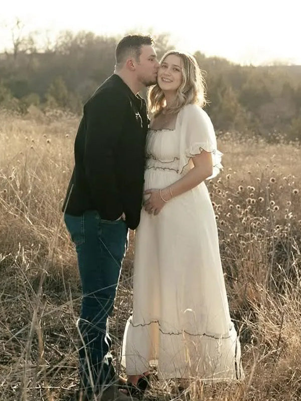 Chic- A-line Bell Sleeves Maternity Maxi Dress