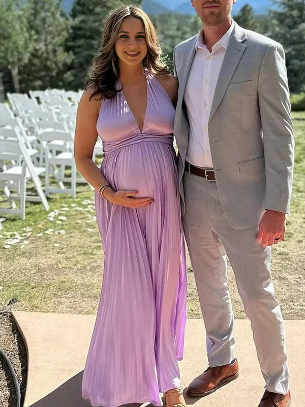 Chic- Multi-way Lace-Up Back Maternity Gown