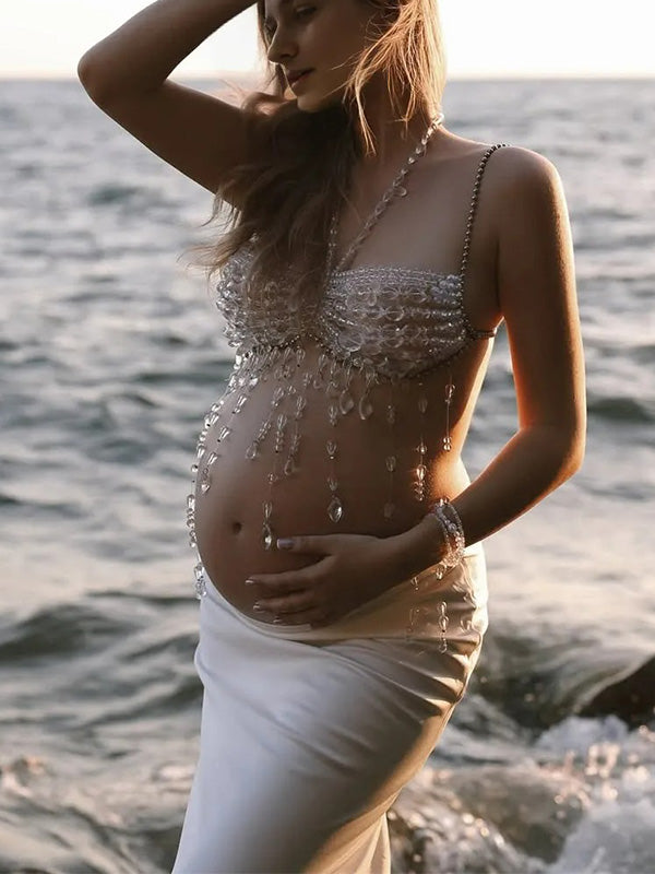 Bumplook Crystal Beaded Maternity Body Chain Photoshoot & Baby Shower Jewelry