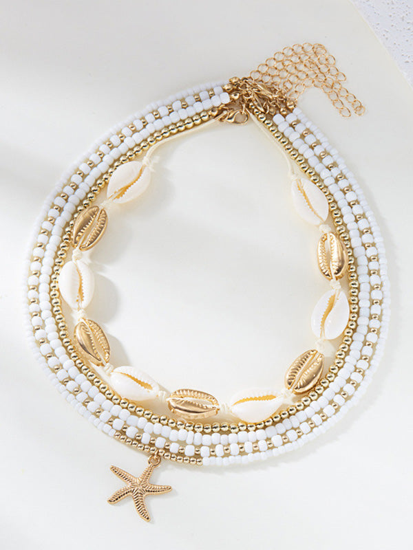 Bumplook Handmade Layered Shell & Bead Necklace – Baby Shower Beach Photoshoot