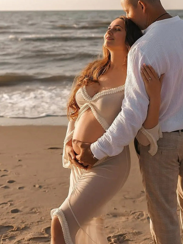 Crop-Cut Out  Bodycon Photoshoot Maternity Maxi Dress