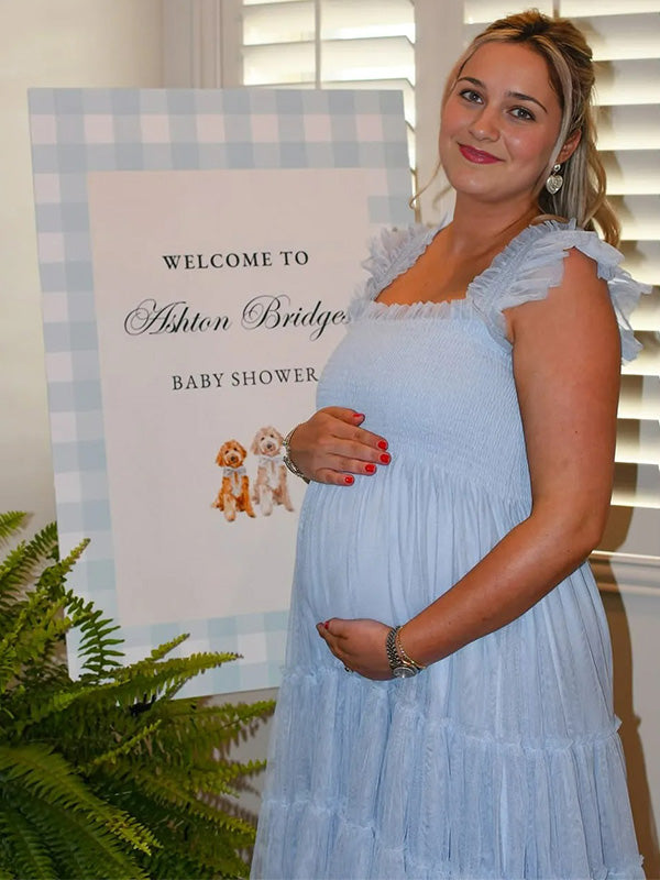 Chic-Ruched Tulle Tutu Maternity Shoot Maxi Dress