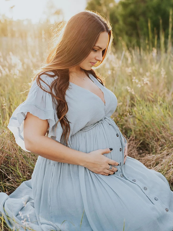 Chic- Boho Ruffle Sleeve Backless V-Neck Photoshoot Maxi Dess