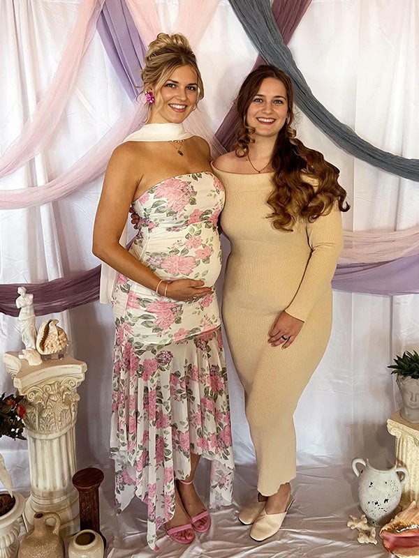 Casualwear- Bandeau Floral Irregular Maternity Dress