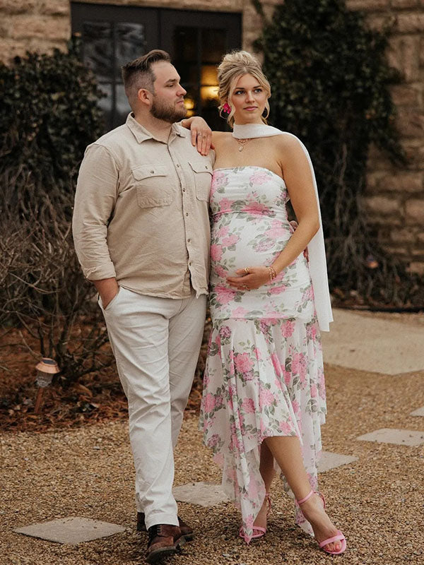 Casualwear- Bandeau Floral Irregular Maternity Dress