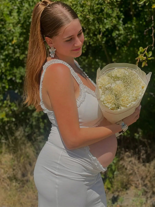 Crop-Ruffle V-neck Bodycon Maternity Shoot Maxi Dress