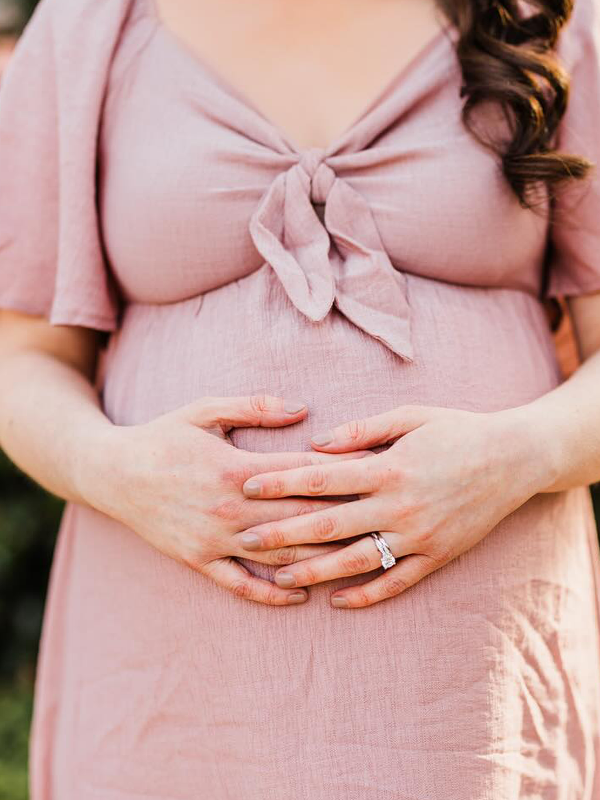 Chic- Pink Bowknot Photoshoot Maternity Maxi Dress