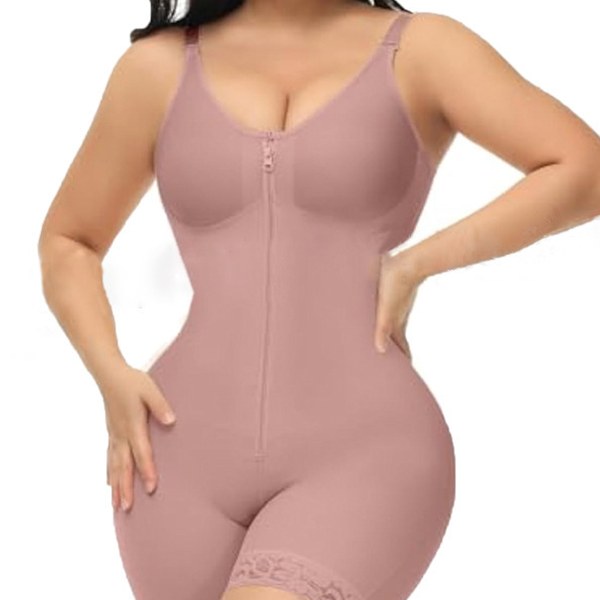 Bumplook Lace Splicing Mesh One-piece Body Shaper Tummy Control Bodysuit