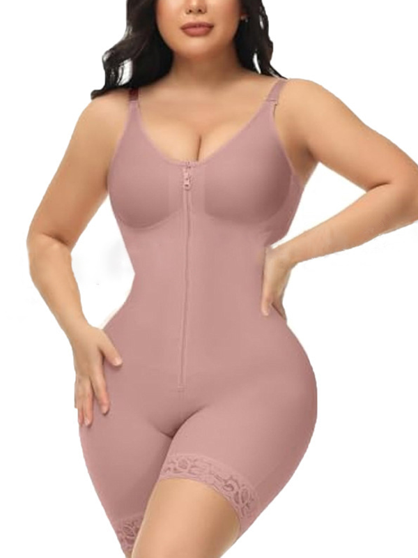 Bumplook Lace Splicing Mesh One-piece Body Shaper Tummy Control Bodysuit