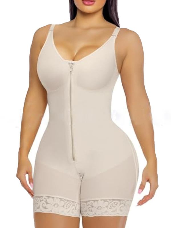 Bumplook Lace Splicing Mesh One-piece Body Shaper Tummy Control Bodysuit