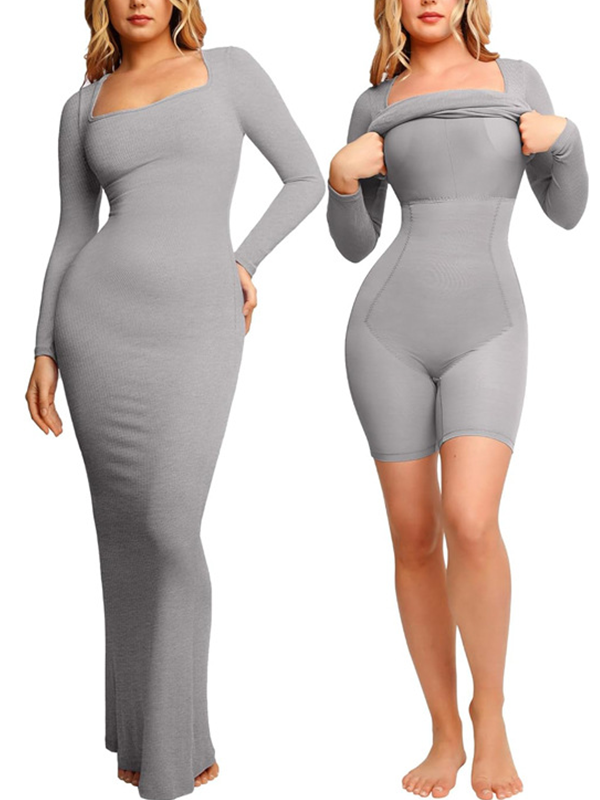 Bumplook One-piece Body Shaper Tummy Control Bodycon Maxi Dress