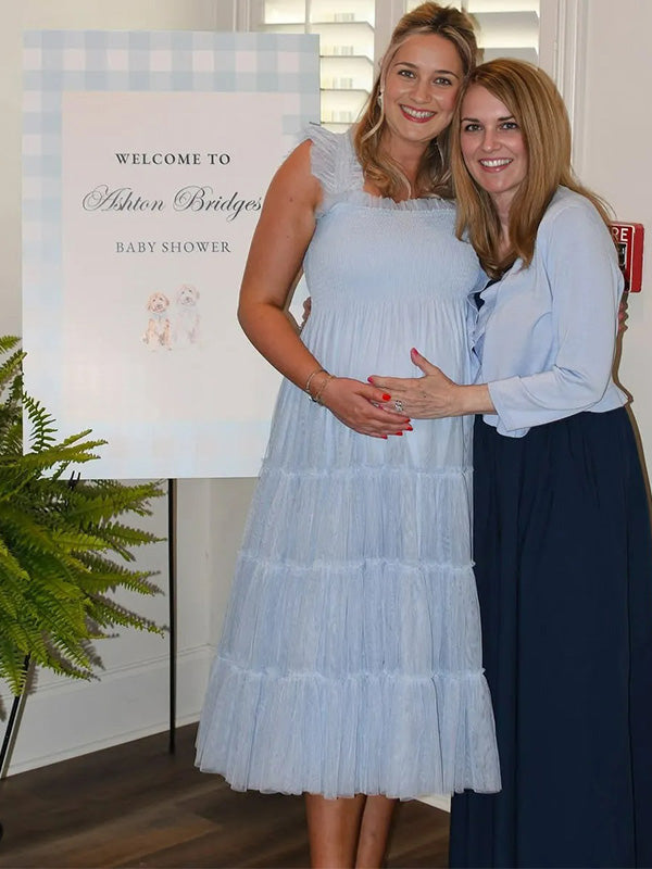 Chic-Ruched Tulle Tutu Maternity Shoot Maxi Dress