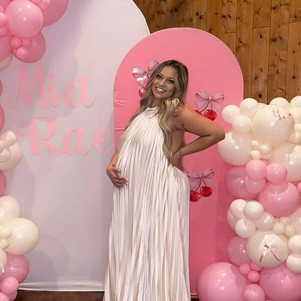 Casualwear-Backless Big Swing Party Maternity Maxi Dress