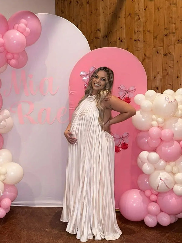 Casualwear-Backless Big Swing Party Maternity Maxi Dress
