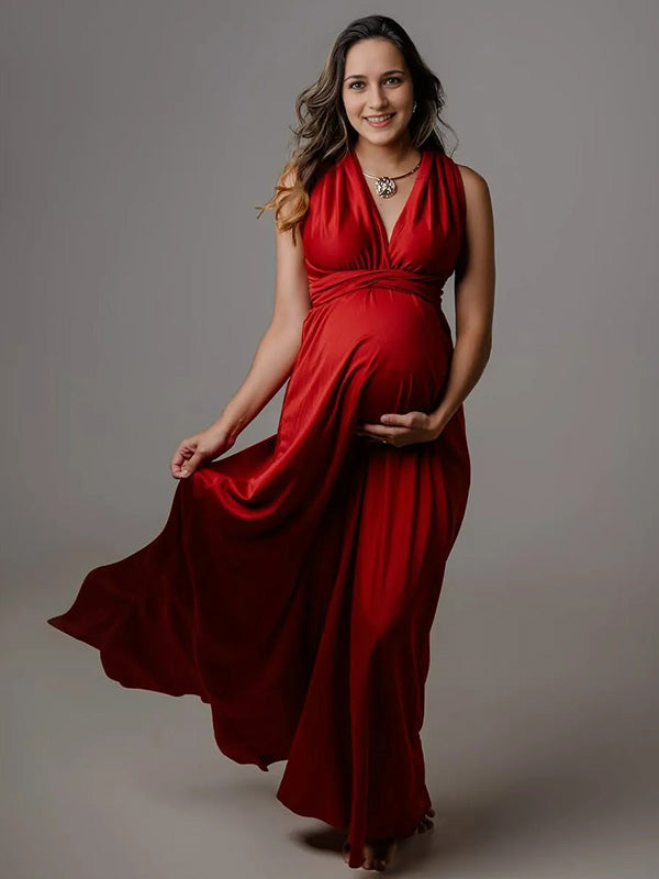 Chic- Multi-way Lace-Up Back Maternity Gown