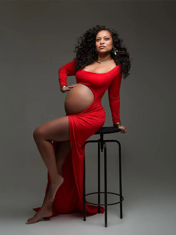 Crop-Bobycon High Split Maternity Photography Dress
