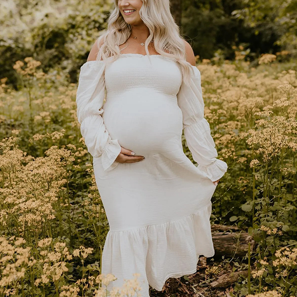 Chic-White Boho Ruffle Photoshoot Maxi Dress