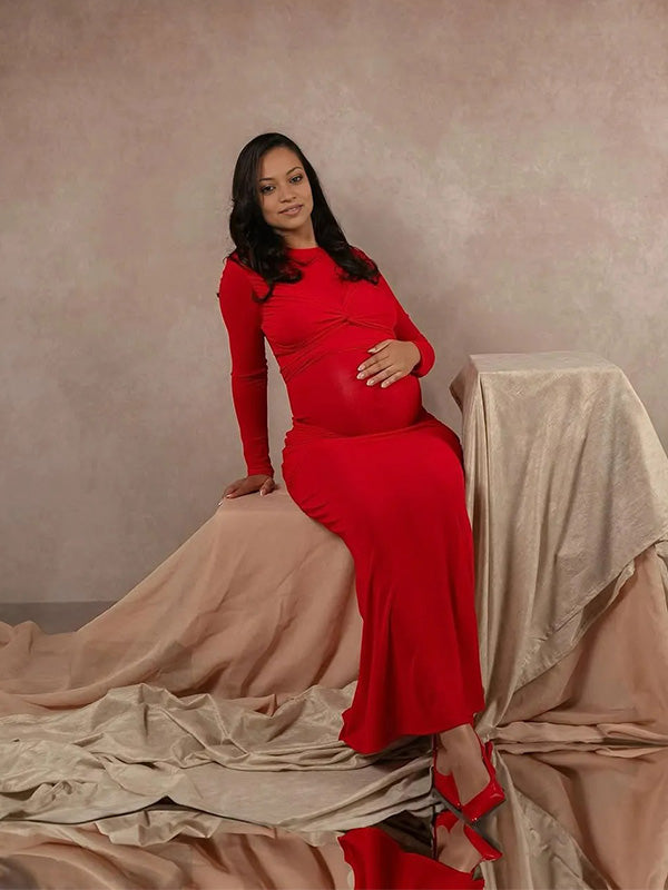 Casualwear-Bowknot Bodycon Party Maternity Maxi Dress