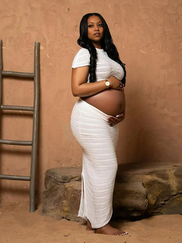 Crop-Bodycon Photoshoot Maternity Maxi Dress