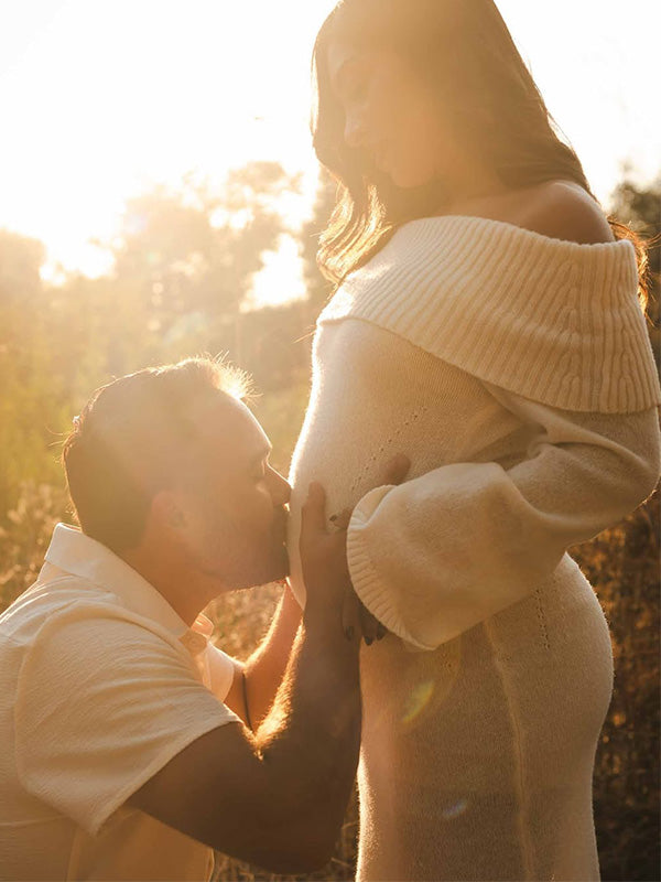 Casualwear- Off Shoulder Bodycon Photoshoot Maternity Maxi Sweater Dress